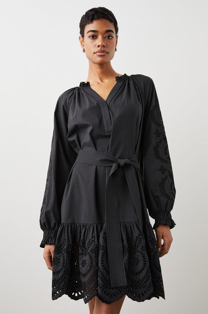 SAYLOR DRESS BLACK EYELET - FRONT