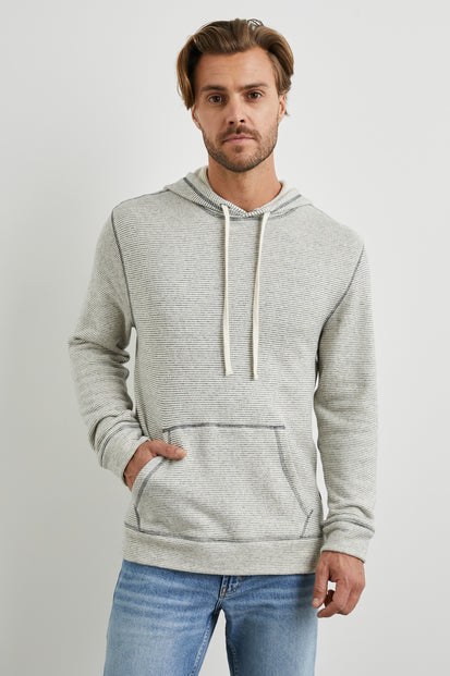 SMITH HOODIE CREAM NAVY STRIPE - FRONT BODY 