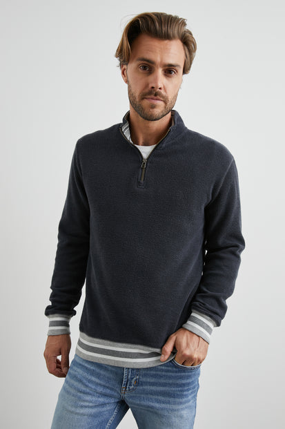 WARD QUARTER ZIP KNITTANY BLUE - FRONT BODY