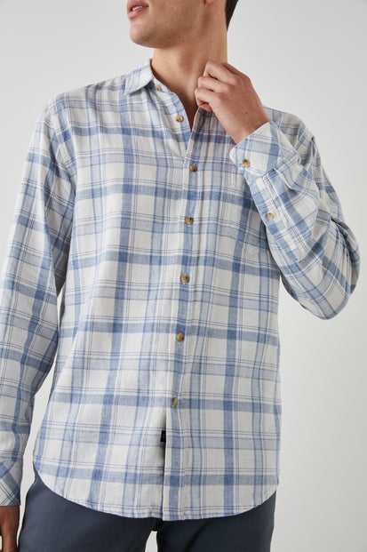 WYATT WHITE DENIM HEATHER SHIRT - DETAIL