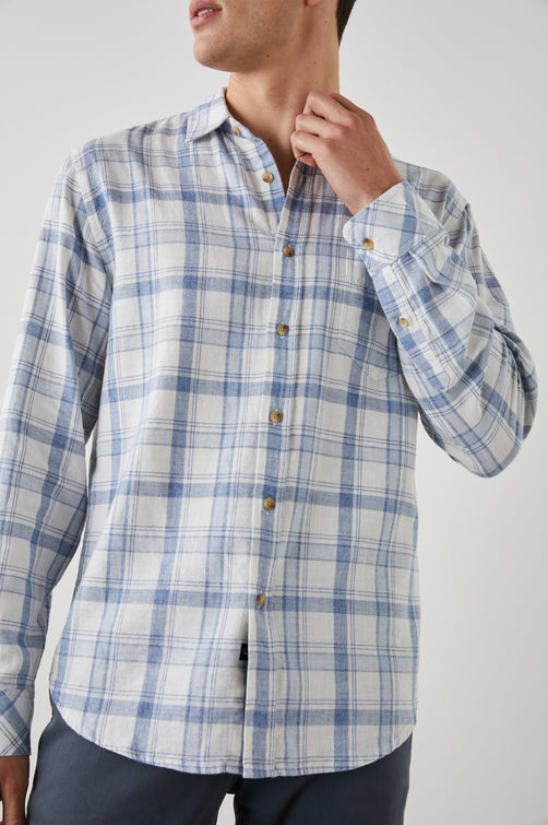 WYATT WHITE DENIM HEATHER SHIRT - DETAIL