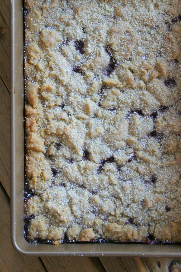 Raspberry Shortbread Bars just out of the oven