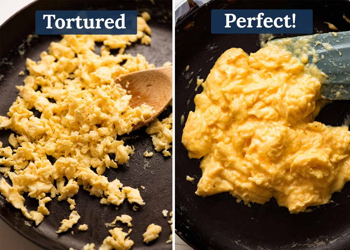 Bad scrambled eggs compared to good scrambled eggs