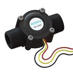 Flow Sensor, 3/4 Inch Male NPT, 3-Wire, Digital Pulse Output, Includes 10kOhm Pull-Up Resistor to VCC, Hall Effect Sensor