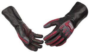 lincoln electric roll cage welding/rigging gloves | impact resistant | black grain leather |, large (k3109-l)