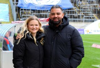 Dana Friedrich (ehemalige Betreuerin des KFC Uerdingen) und Marcello Volk (Zeugwart des WSV).