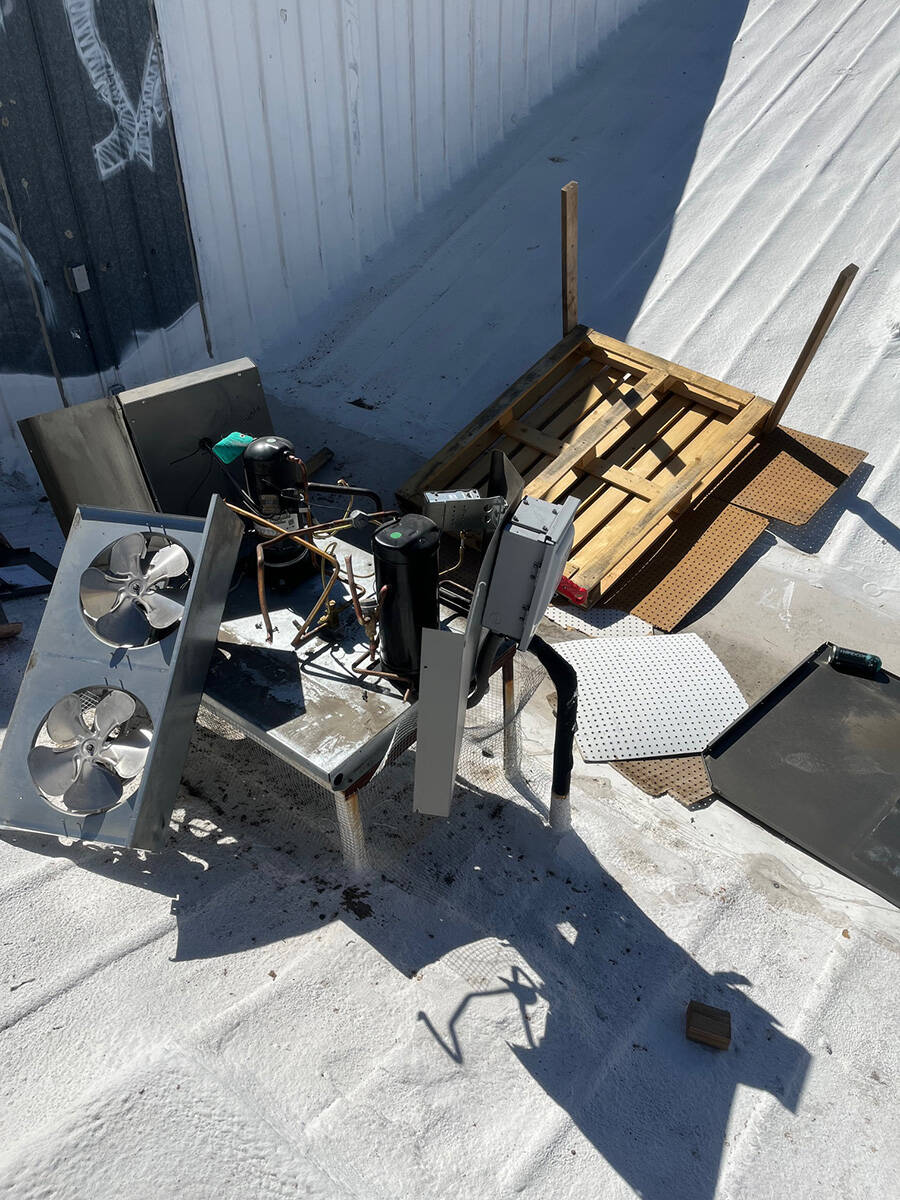 A damaged electrical unit at Able Baker Brewing in the 1500 block of South Main Street after so ...