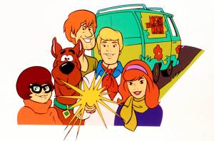 SCOOBY DOO WHERE ARE YOU?, (from left): Velma Dinkley, Scooby Doo, Shaggy Rogers, Freddy Jones, Daphne Blake, 1969-72