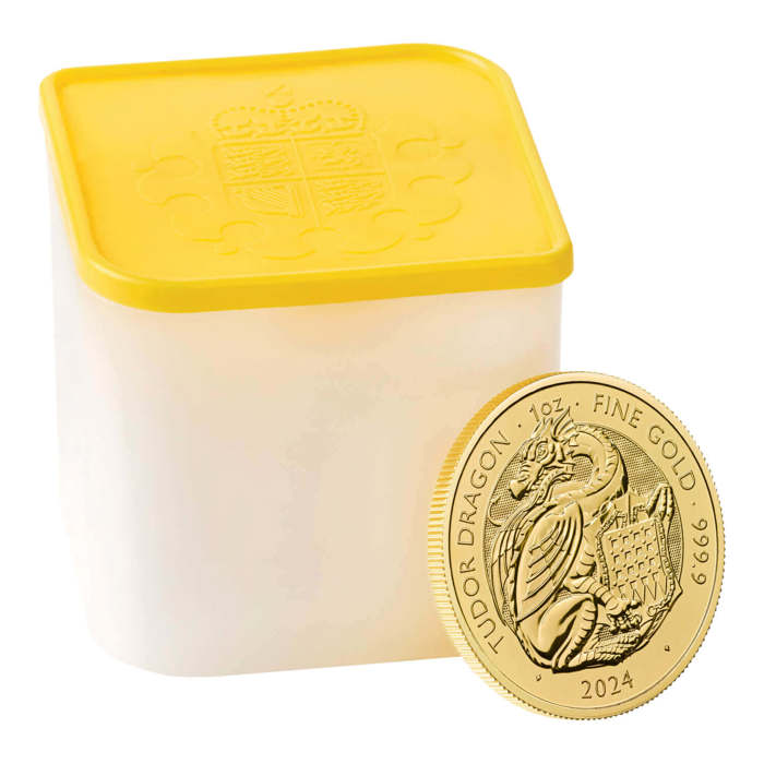 The Royal Tudor Beasts 2024 Tudor Dragon 1oz Gold Ten Coin Tube