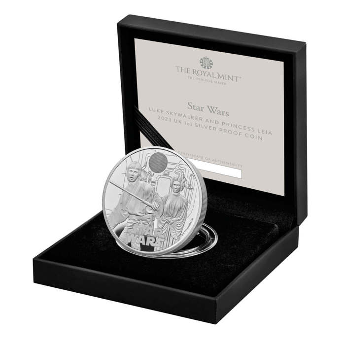 Star Wars Luke Skywalker and Princess Leia 2023 UK 1oz Silver Proof Coin