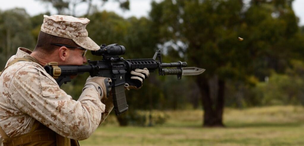 M9 bayonet on a rifle