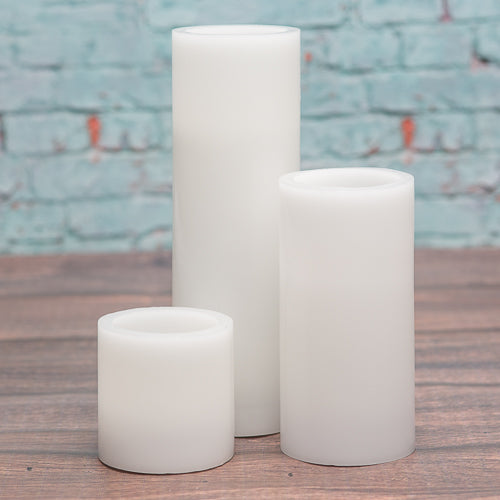 Richland Flameless LED Pillar Candles 3"x3", 3"x6" & 3"x9" White Set of 3