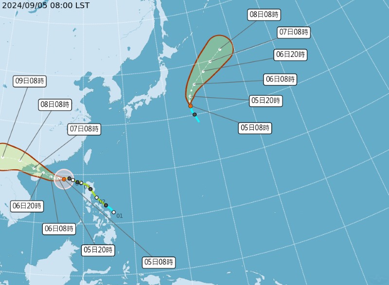 氣象署今(9/5)日發布颱風消息