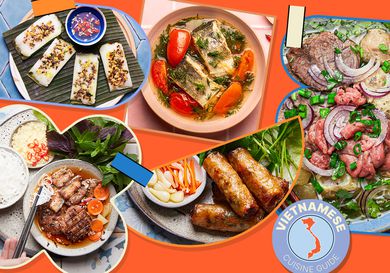 Collage of Vietnamese dishes with borders