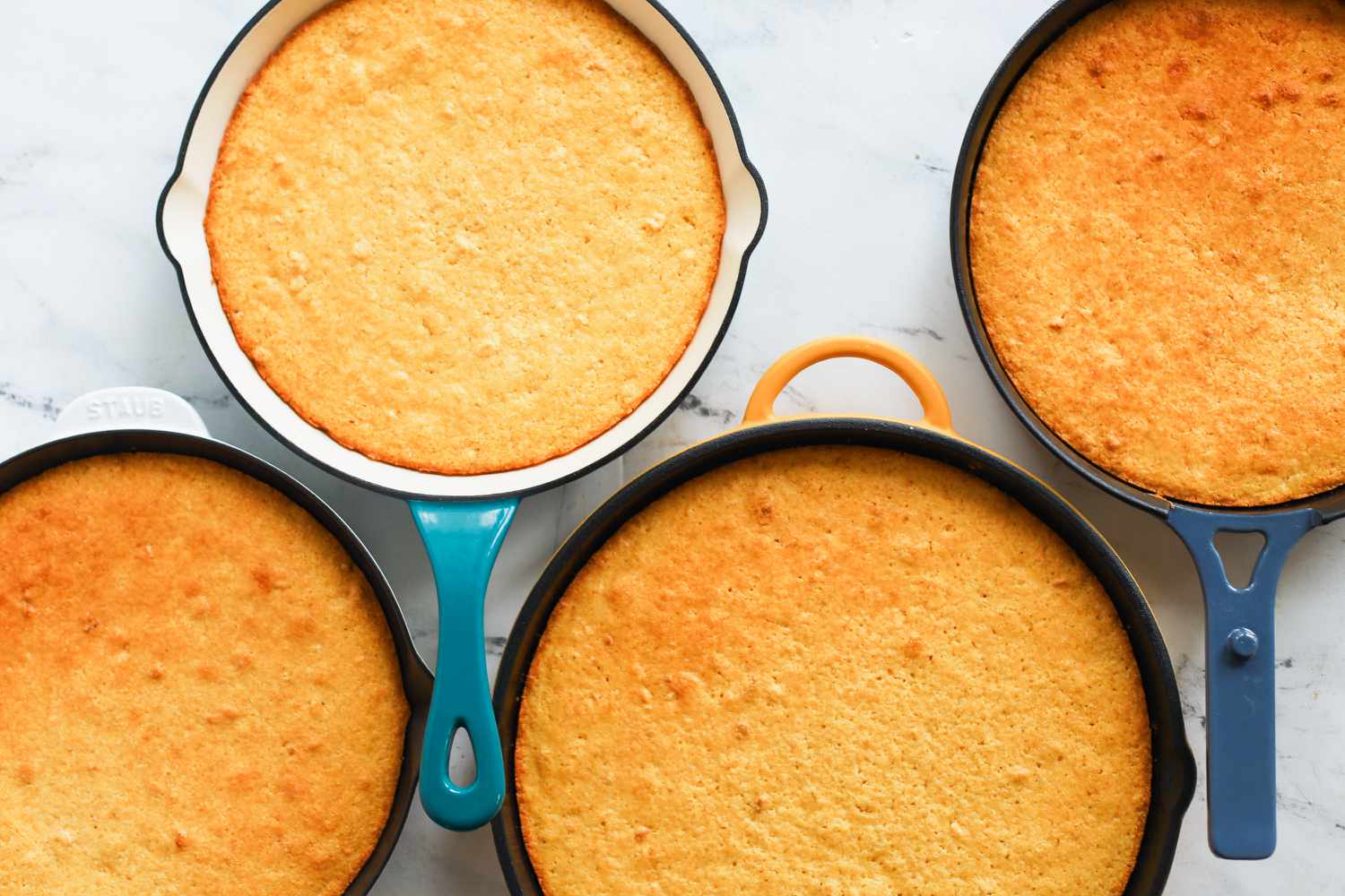 skillets with skillet cornbread baked in them