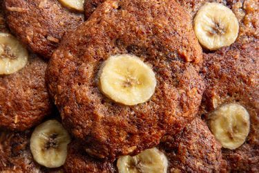 Overhead view of banana cookies