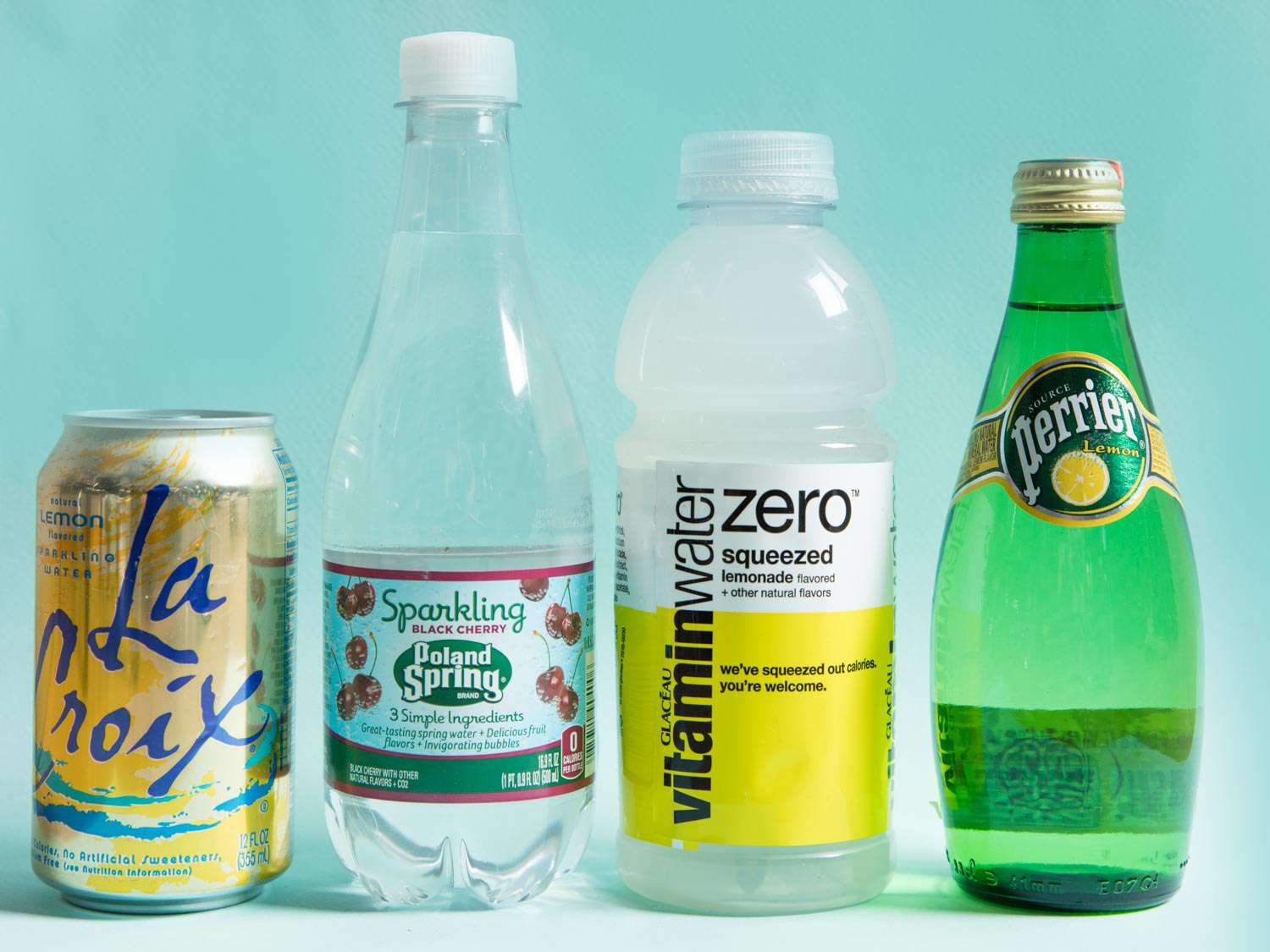 Group shot of flavored or enhanced waters.