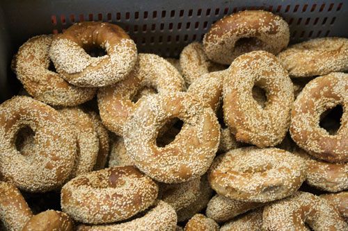 A pile of Montreal bagels.