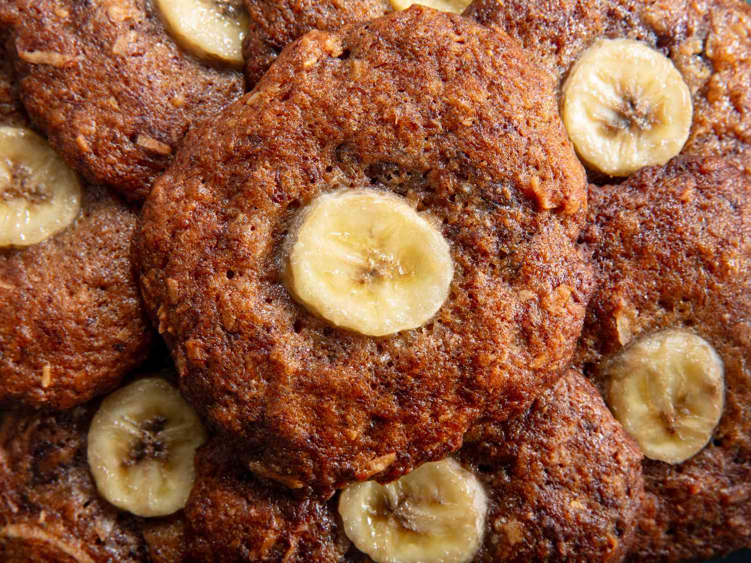 Overhead view of banana cookies