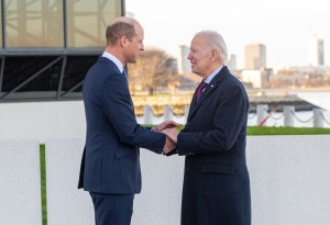 BOSTON, MASSACHUSETTS - DECEMBER 02: (NO UK Sales For 28 Days Post Create Date)  Prince William, Prince of Wales meets with US President Joe Biden at the John F. Kennedy Presidential Library and Museum on December 02, 2022 in Boston, Massachusetts. The Prince and Princess of Wales are visiting the coastal city of Boston to attend the second annual Earthshot Prize Awards Ceremony, an event which celebrates those whose work is helping to repair the planet. During their trip, which will last for three days, the royal couple will learn about the environmental challenges Boston faces as well as meeting those who are combating the effects of climate change in the area. (Photo by Samir Hussein - Pool/WireImage)