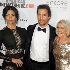 BEVERLY HILLS, CA - OCTOBER 21: Model Camila Alves, honoree Matthew McConaughey and mom Kay McConaughey attend the 28th American Cinematheque Award honoring Matthew McConaughey at The Beverly Hilton Hotel on October 21, 2014 in Beverly Hills, California.  (Photo by Gregg DeGuire/WireImage)