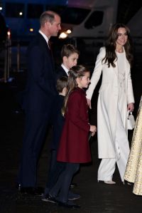 LONDON, ENGLAND - DECEMBER 08: Prince William, Prince of Wales, Prince Louis of Wales, Prince George of Wales, Princess Charlotte of Wales and Catherine, Princess of Wales attend The "Together At Christmas" Carol Service at Westminster Abbey on December 08, 2023 in London, England. Spearheaded by The Princess of Wales, and supported by The Royal Foundation, the service is a moment to bring people together at Christmas time and recognise those who have gone above and beyond to help others throughout the year. (Photo by Jeff Spicer/Getty Images)