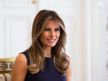 First Lady Melania Trump is pictured during a meeting with Polish President's wife Agata Kornhauser-Duda (Unseen) at the Belvedere Palace in Warsaw on July 6, 2017. -