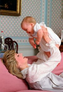 LONDON, UNITED KINGDOM - FEBRUARY 01:  The Princess Of Wales Holding Her Baby Son, Prince William, At Home In Kensington Palace  (Photo by Tim Graham Photo Library via Getty Images)