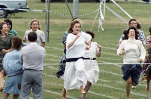 Wetherby Pre-Preparatory School, Annual Sports Day, held at Richmond Rugby Club, Tuesday 27th June 1989. Princess Diana competes in the mothers race, as part of Prince William's annual school sports day events. (Photo by Bill Kennedy/Mirrorpix/Getty Images)