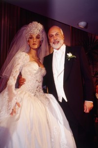 Record producer René Angelil and Canadian singer Céline Dion during their wedding ceremony. (Photo by Laurence  Labat/Sygma via Getty Images)