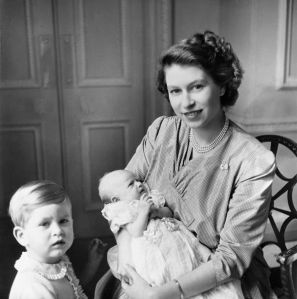 Princess Elizabeth with her two children, Princess Anne and Prince Charles (L).   (Photo by PA Images via Getty Images)