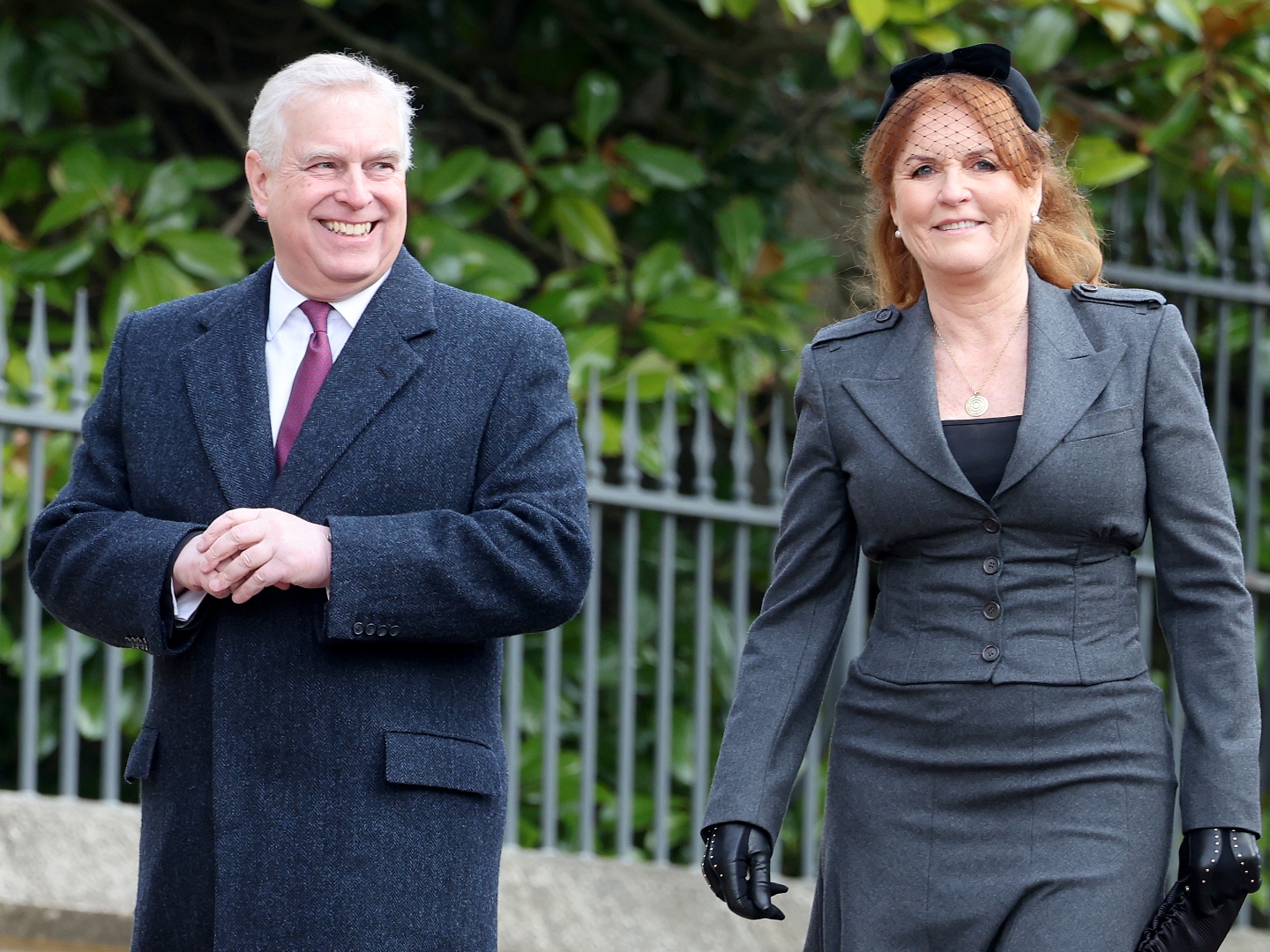 Prince Andrew, Duke of York, and Sarah, Duchess of York attend the Thanksgiving Service for King Constantine of the Hellenes at St George's Chapel on February 27, 2024 in Windsor, England.