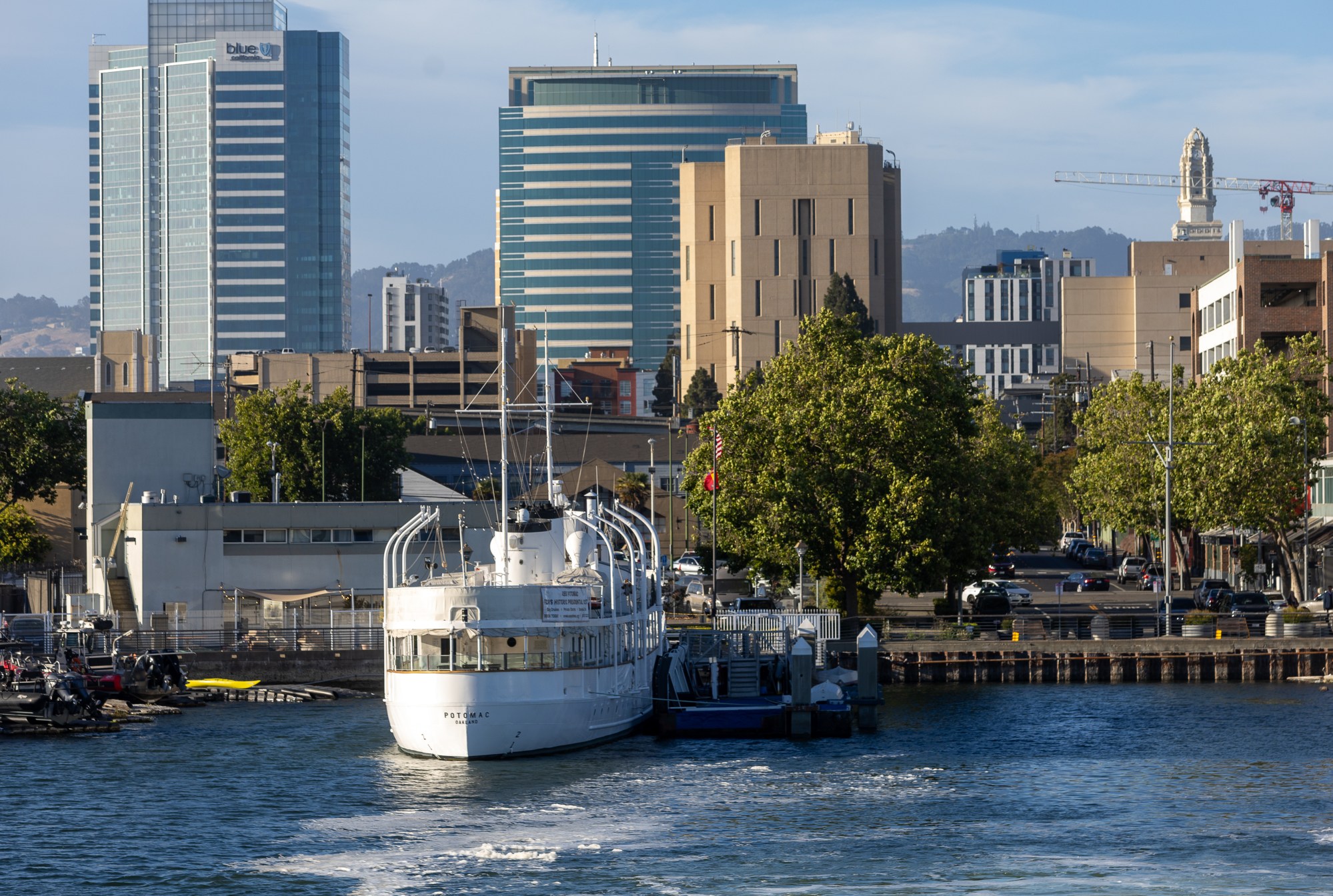 The USS Potomac is viewed from the Port of Oakland's free monthly cruise, Friday evening, June 14, 2024, in Oakland, Calif. The ship was known as the Floating White House during the term of President Franklin Delano Roosevelt. (Karl Mondon/Bay Area News Group)