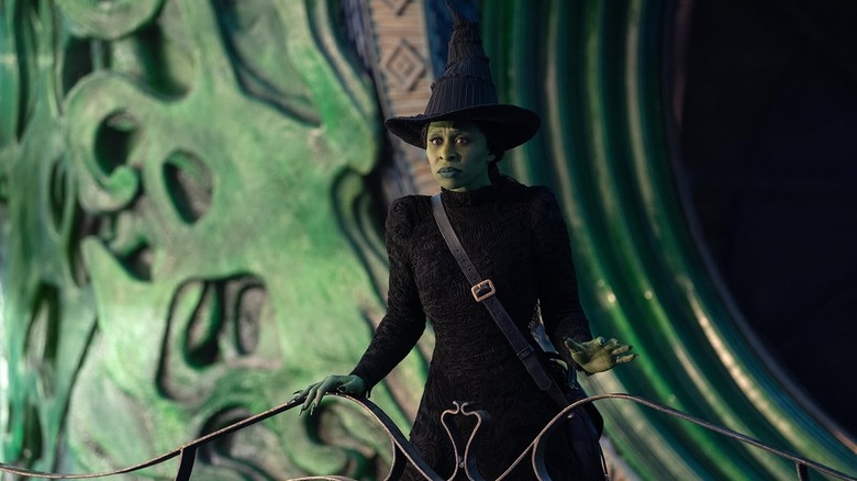 Cynthia Erivo as Elphaba looking distressed in Wicked