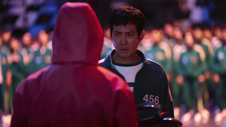 Lee Jung-jae's Seong Gi-hun looking angry on Squid Game