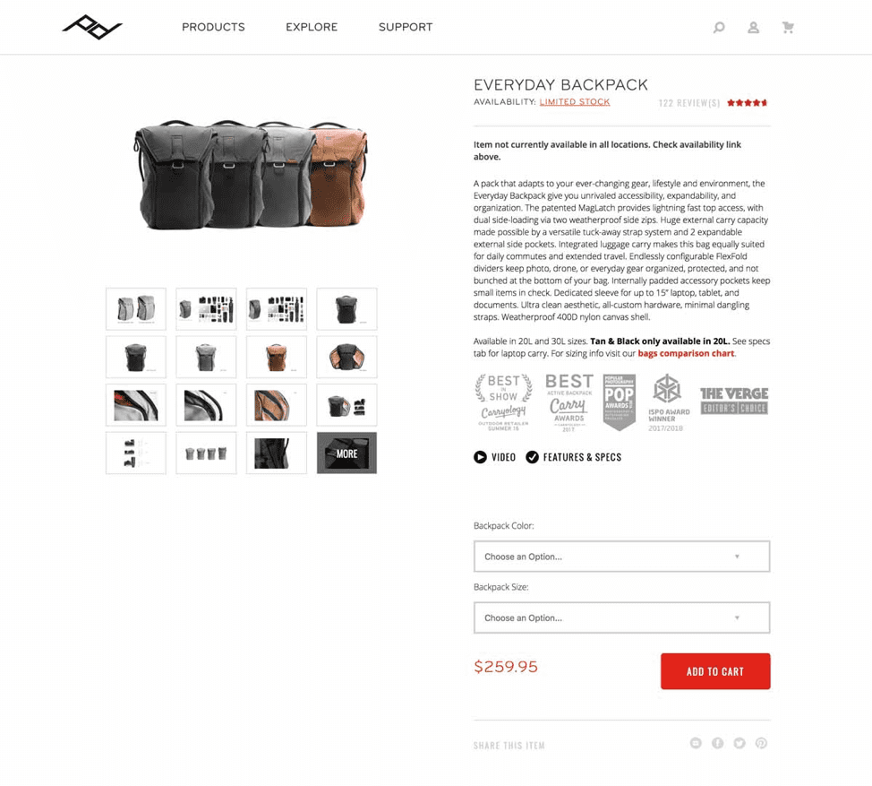 Peak Design product page