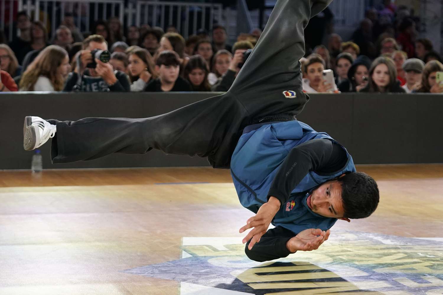 Victor Montalvo of United States,performs on stage during 1 on 1 B-boys TOP 4 at the WDSF World Breaking Championship