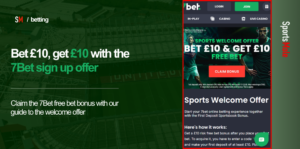 7Bet sign up offer: Bet £10, Get £10 in bonus bets