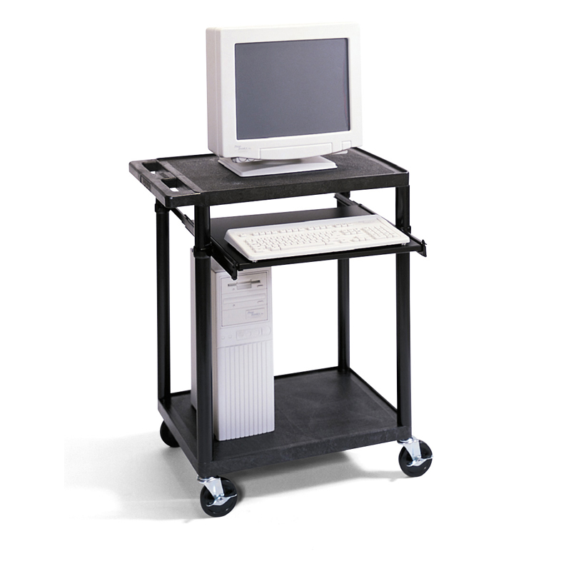 Luxor 33 inch Mobile Computer Station with Roll-Out Shelf Black, Putty ...