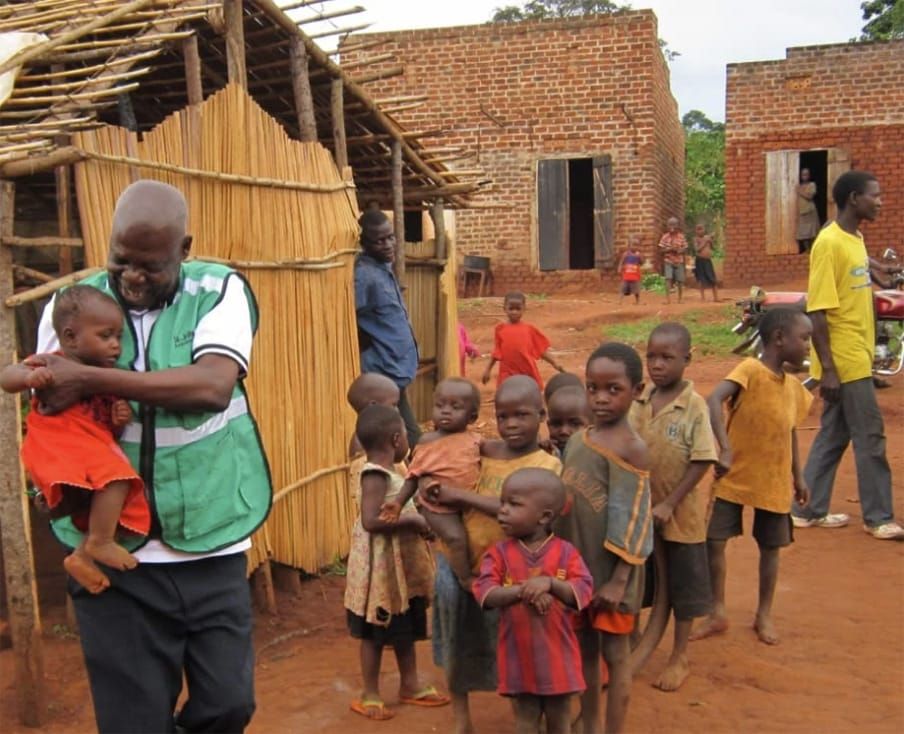 aid worker in an African village