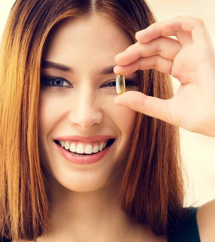 woman with fish oil for hair growth