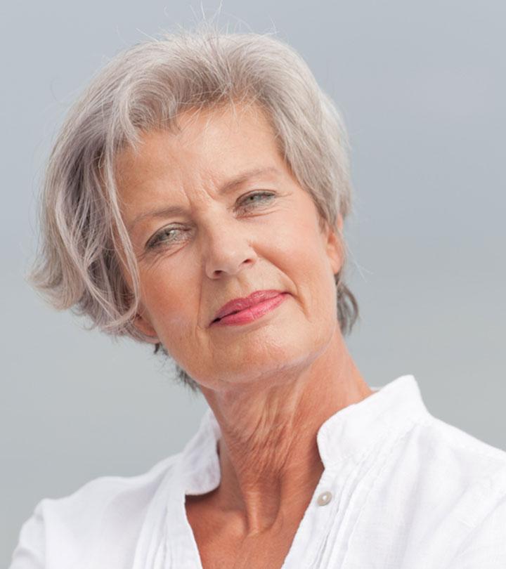 Older woman with a short haircut