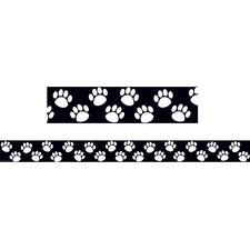 Black/White Paw Prints Straight Border Trim