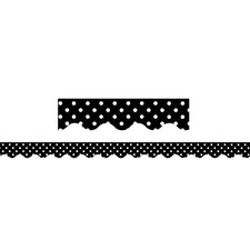 Black & White Polka Dot Bulletin Board Border, Scalloped