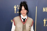 Billie Eilish arrives at the 30th annual Screen Actors Guild Awards on Saturday, Feb. 24, 2024 in Los Angeles.