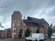 St. Mary’s Church steeple and roof sustained severe damage.