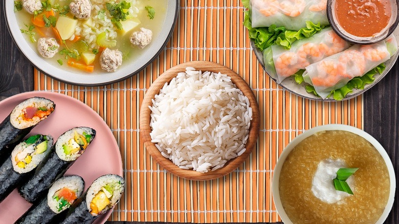 Sushi rice in various dishes