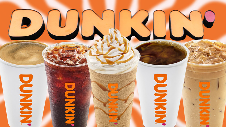 Dunkin' coffee drinks and signage