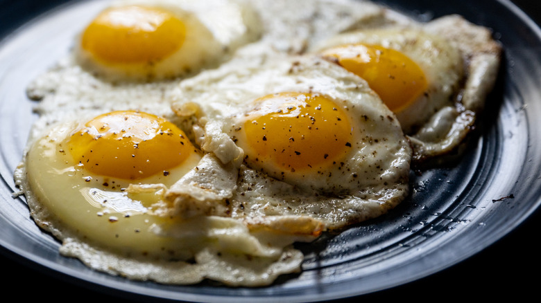 Plate of season fried eggs