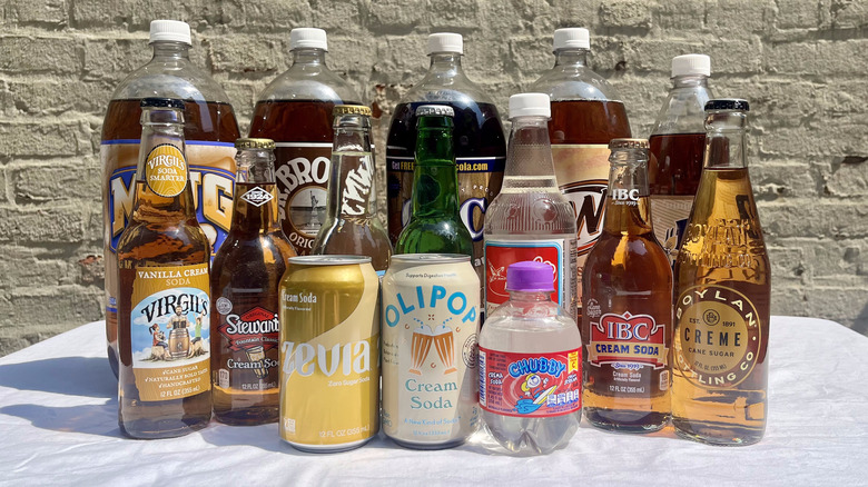 assortment of cream sodas